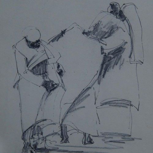 After Bath - II | Pen & Pencil on paper | 25 x 20 CM | 1977 | Available | Price: Contact Us