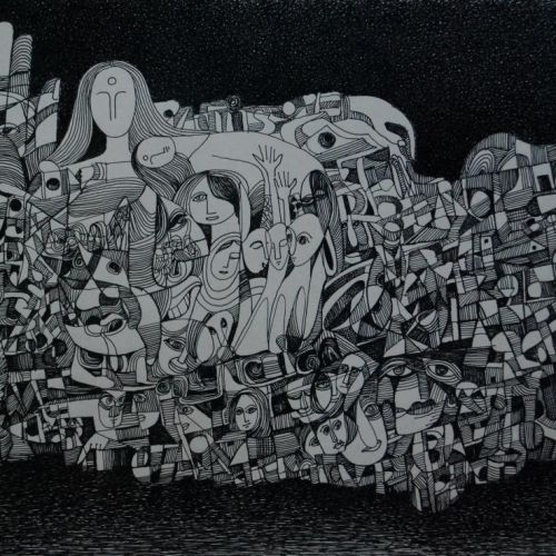 City Life - I | Gel Pen on Paper | 36.5 x 26 CM | 2017 | Available | Price: Contact Us 
