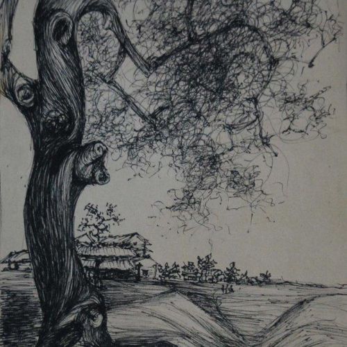 Landscape - XLI | Ink Pen on Paper | 30 x 19 CM | 1975 | Available | Price: Contact Us