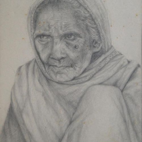 Portrait - III | Pencil on Paper | 40 x 26.5 CM | 1977 | Available | Price: Contact Artist 
