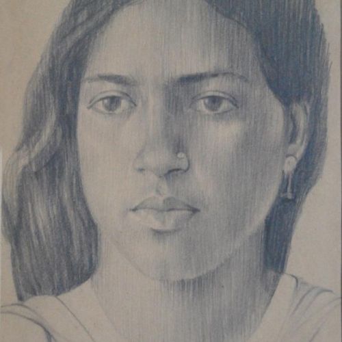 Portrait - V | Pencil on Paper | 26 x 16.5 CM | 1981 | Available | Price: Contact Artist 
