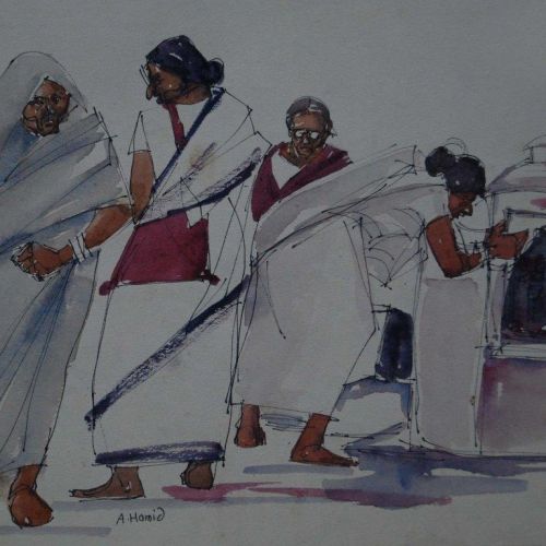 After bath - I | Pen and Water Colour on Paper | 25 x 20 CM | 1978 | Available | Price: Contact Us 