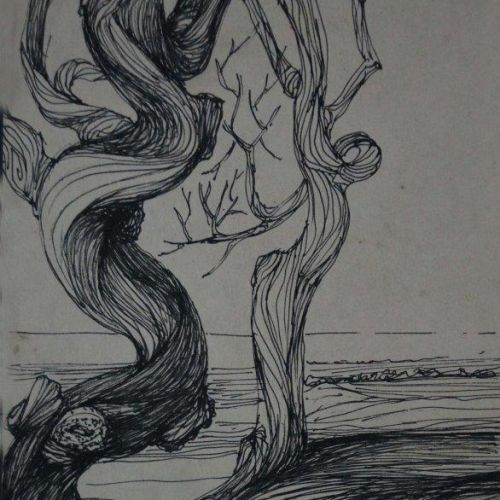 Landscape - XXXIX | Ink Pen on Paper | 30 x 18 CM | 1975 | Available | Price: Contact Us