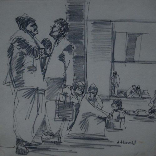 Railway Station - I | Pen and Pencil on Paper | 23 x 21 CM | 1978 | Available | Price: Contact Us 