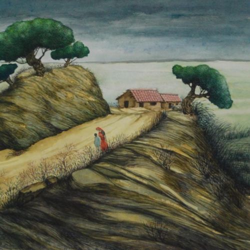 Landscape - XXIII | Mix Media on Paper | 31.5 x 26.5 CM | 2005| Available | Price: Contact Us 