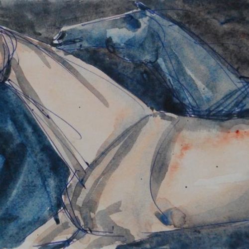 Horses - II | Water Colour on Paper | 21 x 11.5 CM | 1988 | Available | Price: Contact Us