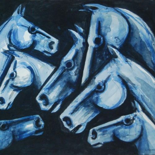 Herd of Horses | Water Colour on Paper | 31 x 26.5 CM | 2018 | Available | Price: Contact Us 