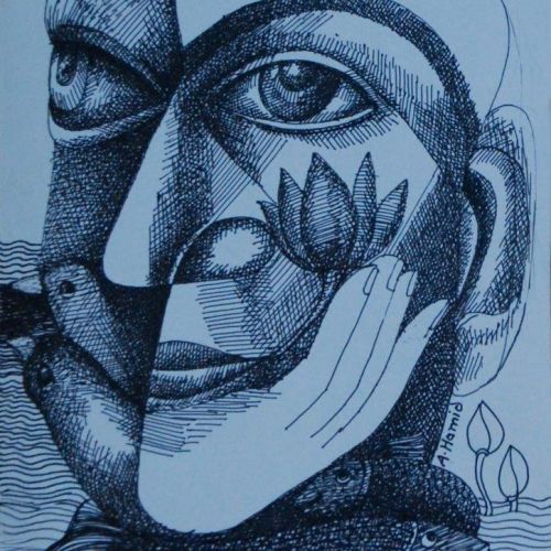 Thinker - II | Gel Pen on Paper | 19 x 13 CM | 2012 | Available | Price: Contact Us