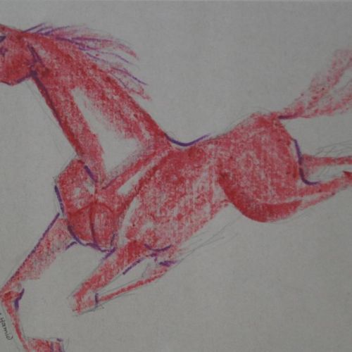 Running Horse - III | Oil Pastel on Paper | 25.5 x 19 CM | 1989 | Available | Price: Contact Us 