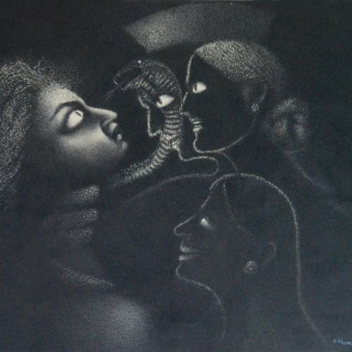 The Snake - I | Ball Pen on Paper | 72 x 50 CM | 1996 | Available | Price: Contact Us 