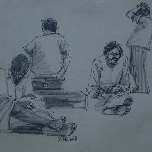 Railway Station - III | Pen & Pencil on paper | 21.5 x 18 CM | 1976 | Available | Price: Contact Us 