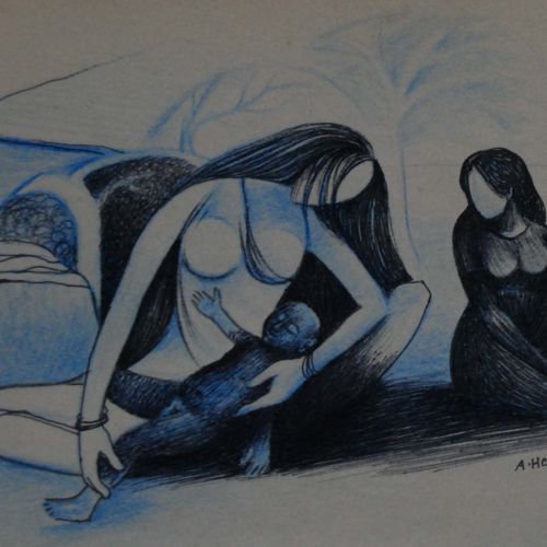 Talking | Pen & Colour Pencil on Paper | 19.5 x 13.5 CM | 2005 | Available | Price: Contact Us