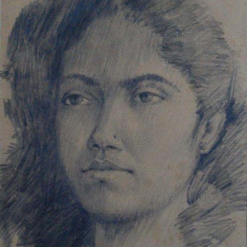 Portrait - XXXIV | Pencil on paper | 26 x 16.5 CM | 1980 | Available | Price: Contact Artist 