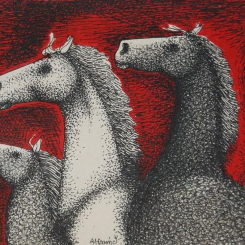 Men & Horses | Water Colour and Gel Pen on Paper | 19 x 12.5 CM | 2009 | Available | Price: Contact Us 