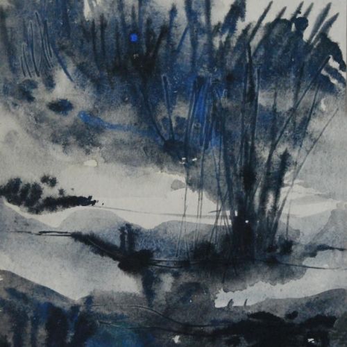 Landscape - VII | Water Colour and Pen on Paper | 25 x 18 CM | 1979 | Available | Price: Contact Us