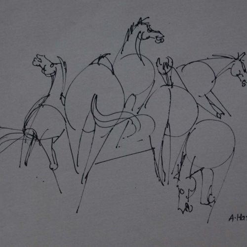 Running Horses - XV | Pen on Paper | 22 x 20 CM | 1980 | Available | Price: Contact Us