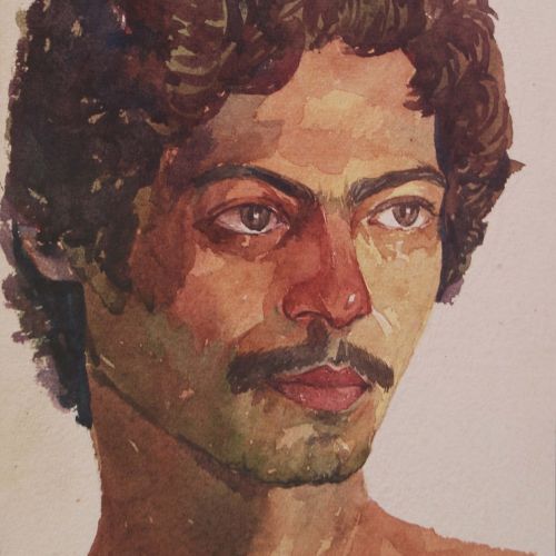 Portrait - IX | Water Colour on Paper | 26 x 17.5 CM | 1981 | Available | Price: Contact Artist