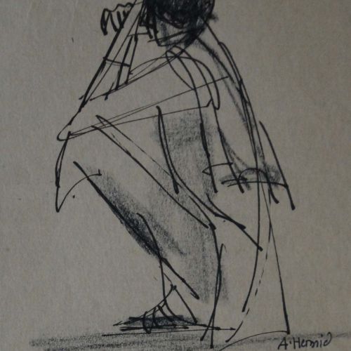 Rest - II | Pen & Charcoal on paper | 13 x 18 CM | 1976 | Available | Price: Contact Us