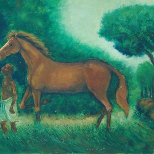 Man & Horse | Oil Colour on Oil Paper | 36 x 26 CM | 2009 | Available | Price: Contact Us 