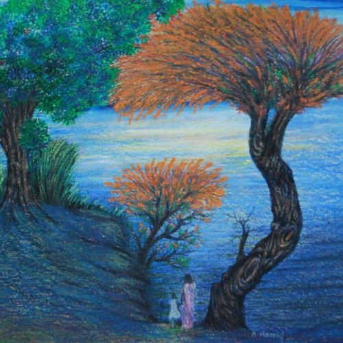 Landscape - XLIII | Oil Pastel & Water Color on Paper | 33 x 26 CM | 2010 | Available | Price: Contact Us