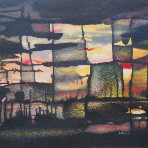 Color Composition - II | Acrylic Colour on Paper | 68.5 x 41.5 CM | 1998 | Available | Price: Contact Us