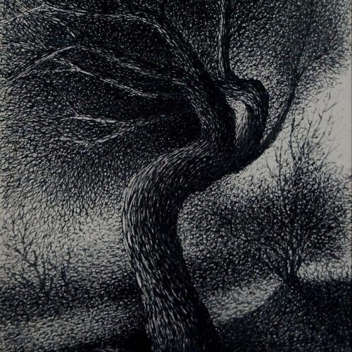 Landscape - XIX | Gel Pen on Paper | 24.5 x 17 CM | 2002| Available | Price: Contact Us 