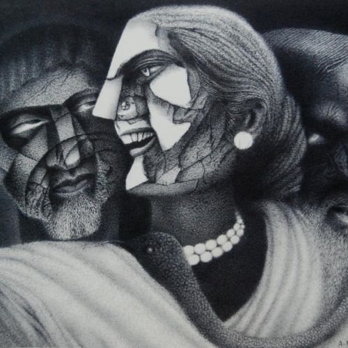 Mysterious Smile | Ball Pen on Paper | 53.5 x 39.5 CM | 2007 | Available | Price: Contact Us 