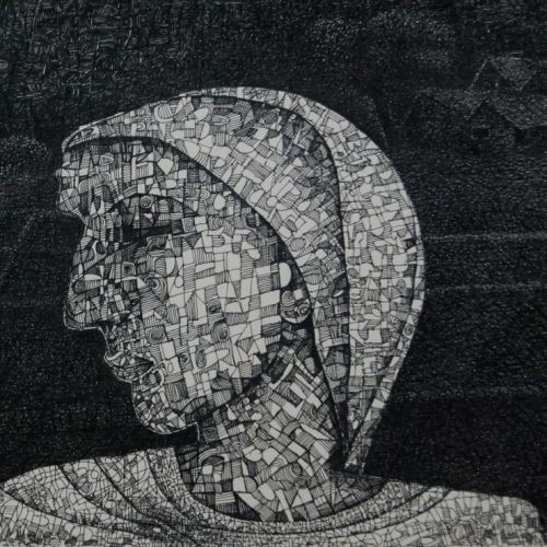 Lady Farmer | Gel Pen on Paper | 36 x 26 CM | 2019 | Available | Price: Contact Us 
