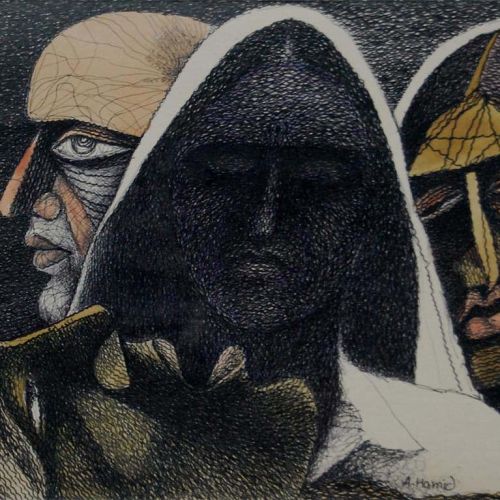 Human in Pain | Water Colour and Pen on Paper | 24 x 18 CM | 2005 | Available | Price: Contact Us 
