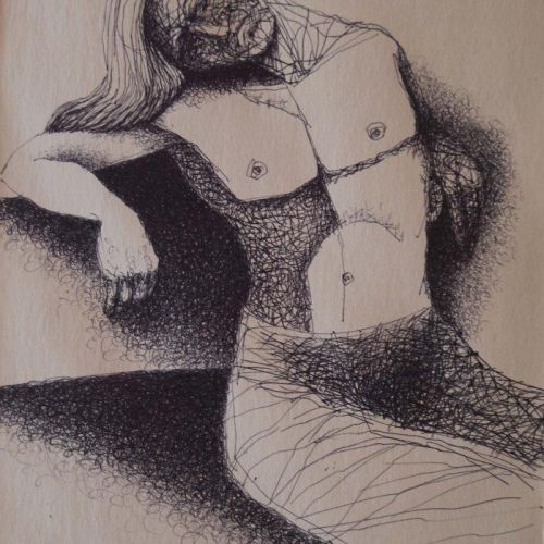 Sadness | Ball Pen on Paper | 24.5 x 17 CM | 2005 | Available | Price: Contact Us 