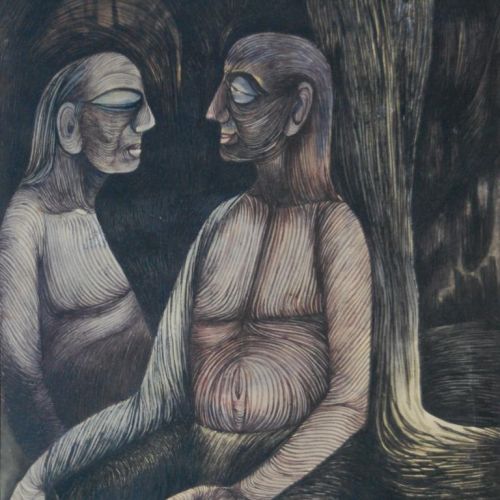 Conversation - I | Water Colour on Paper | 33 x 26.5 CM | 2000 | Available | Price: Contact Us 