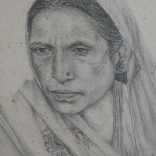 Portrait - IV | Pencil on Paper | 35 x 22 CM | 1977 | Available | Price: Contact Artist 