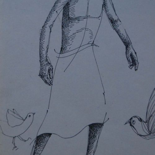 With Birds | Gel Pen on paper | 25 x 17 CM | 2006 | Available | Price: Contact Us