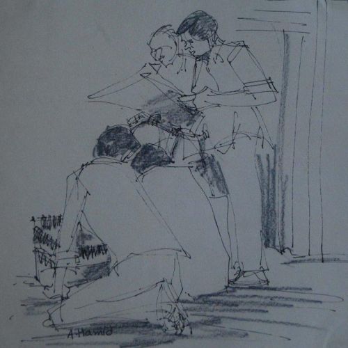 Railway Station - IV | Pen & Pencil on paper | 21.5 x 19 CM | 1976 | Available | Price: Contact Us 