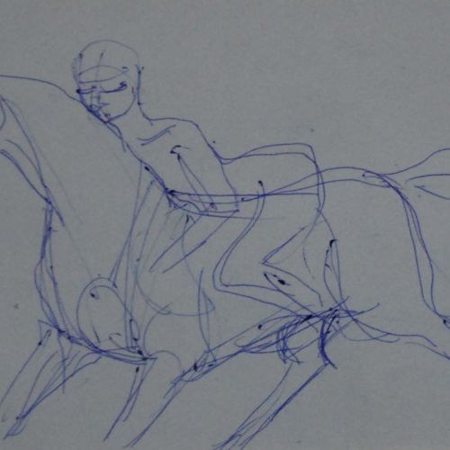 Man with Horse - 	I |  Pen on Paper | 21.5 x 11.5  CM | 2007 | Available | Price: Contact Us